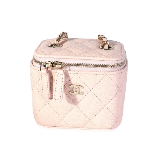 117664 fv Chanel Beige Quilted Caviar Vanity with Chain