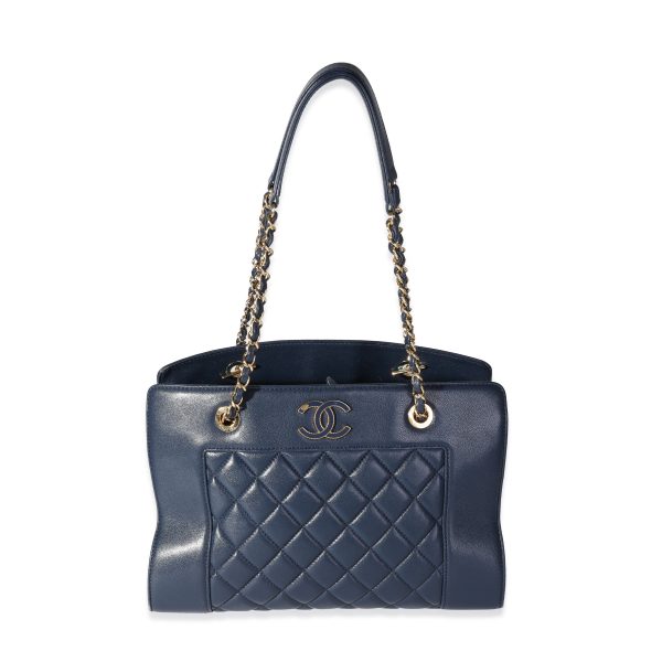 117677 fv 374c8efe 2caf 4ac8 975a d56d6633c060 Chanel Navy Quilted Leather Mademoiselle Vintage Shopping Tote