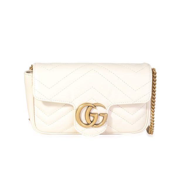 117720 fv Gucci White Matelass√© Leather GG Marmont Super Mini Shoulder Bag