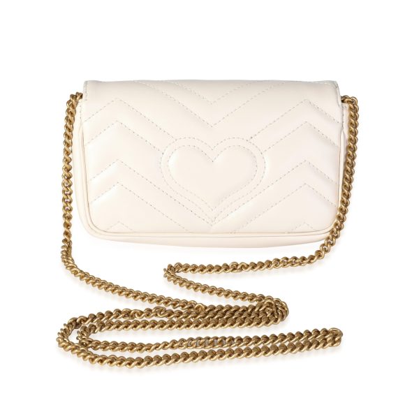 117720 pv Gucci White Matelass√© Leather GG Marmont Super Mini Shoulder Bag