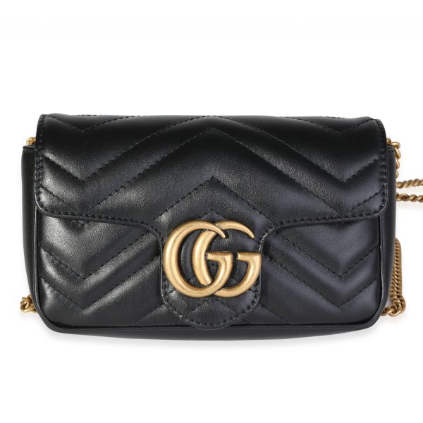 117721 fv Gucci Black Matelassé Leather GG Marmont Super Mini Shoulder Bag