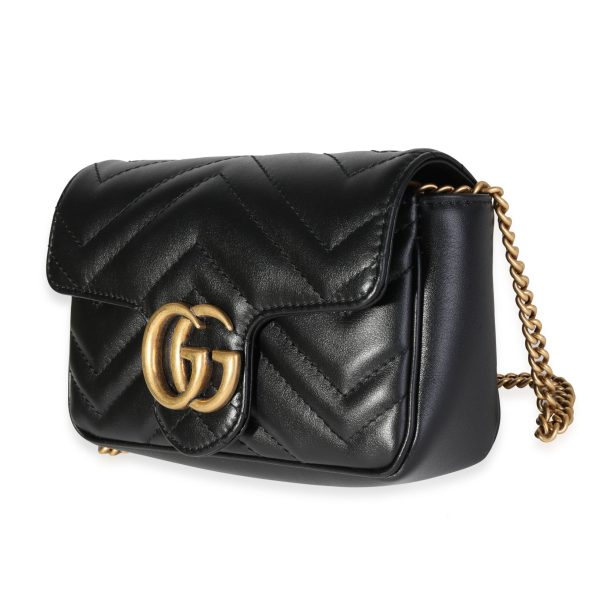 117721 sv Gucci Black Matelassé Leather GG Marmont Super Mini Shoulder Bag