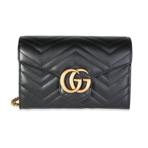 117725 fv Gucci Black Matelassé GG Marmont Mini Bag