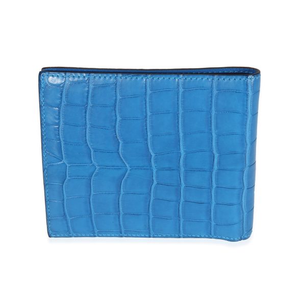 117744 stamp 94850831 5fda 4111 a6c9 ecbe59ecf49a Herm√®s Bleu Mykonos Matte Alligator MC2 Copernic Wallet