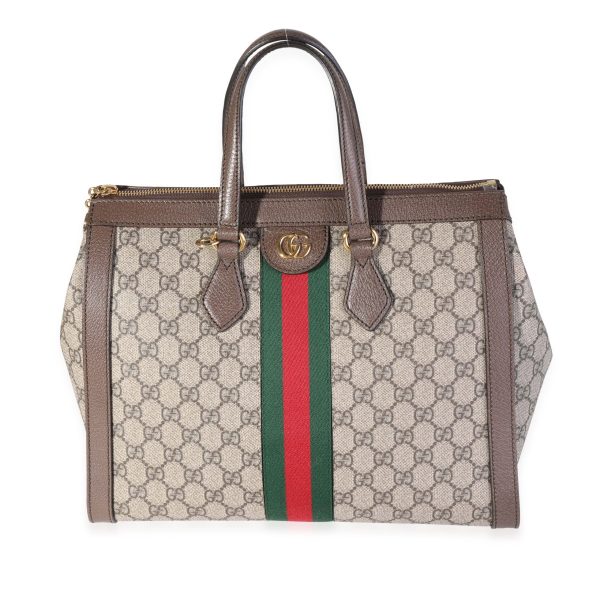 117746 fv Gucci GG Supreme Web Medium Ophidia Tote Bag