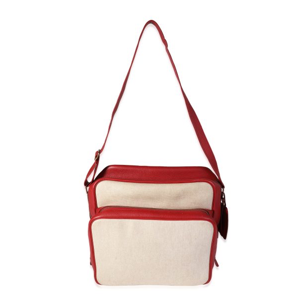 117748 av Hermès Rouge Garnace Clèmence Toile Helena Bag