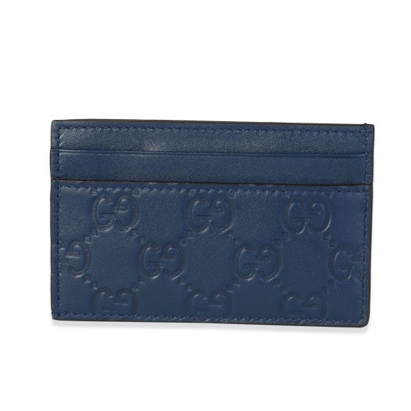 117763 pv Gucci Navy Guccissima Leather NY Yankee Card Holder