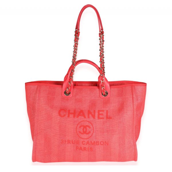 117779 bv a2342f89 285f 4ca4 b213 0fd47c8bb750 Chanel Red Canvas Leather Large Deauville Tote