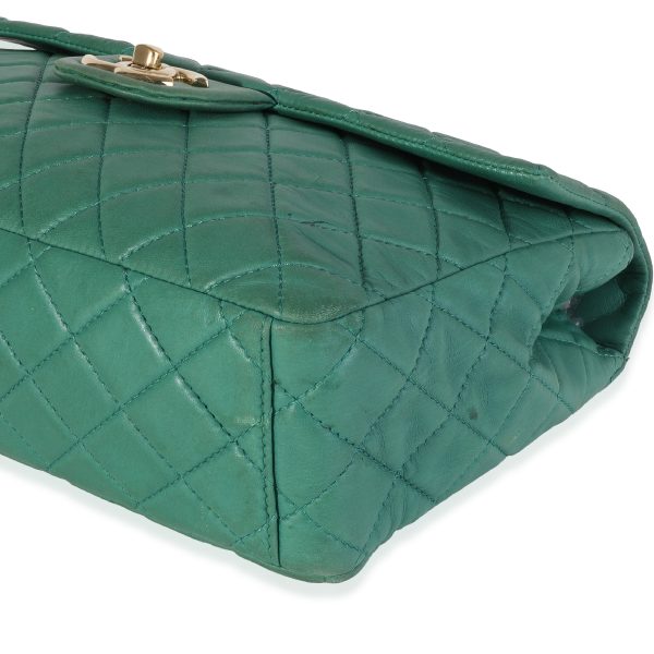 117796 box Chanel Green Quilted Lambskin Soft Maxi Single Flap Bag