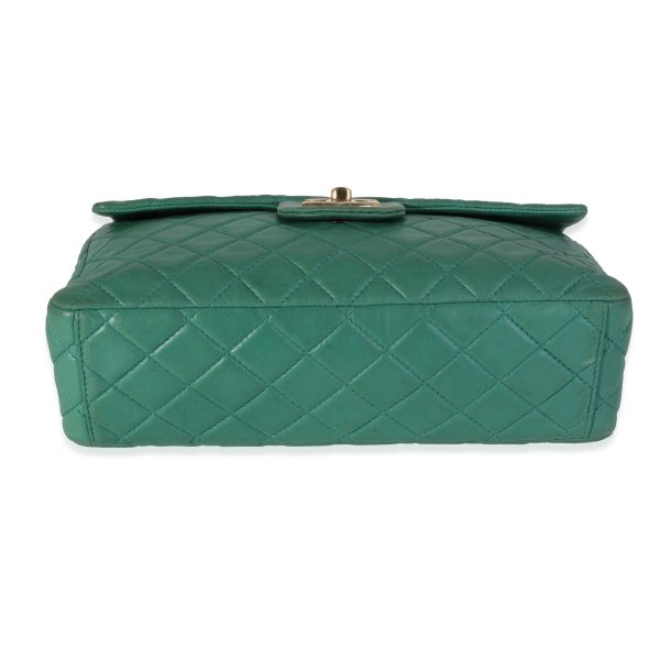 117796 stamp Chanel Green Quilted Lambskin Soft Maxi Single Flap Bag