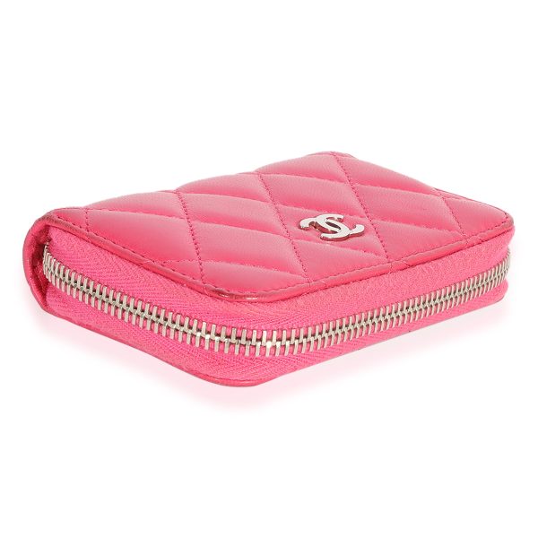 117797 clasp 7fa2af18 0b58 4c42 8b5e bcce3f439362 Chanel Hot Pink Quilted Lambskin Zip Around Coin Purse