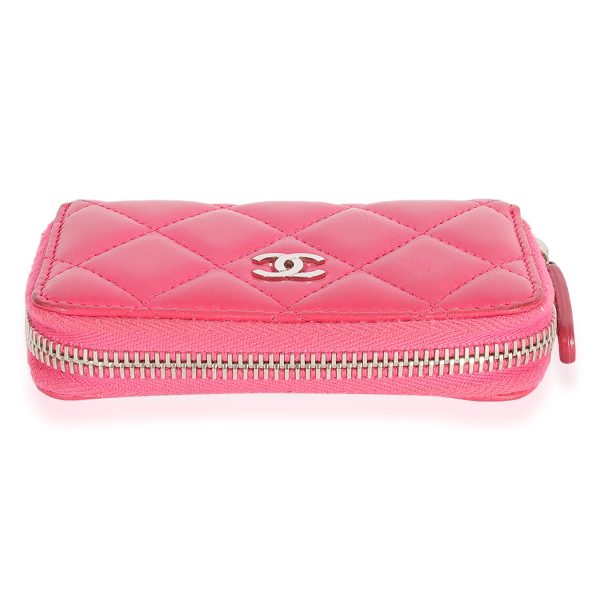 117797 stamp b0275863 3aab 4c43 a6aa 4e97dce25f89 Chanel Hot Pink Quilted Lambskin Zip Around Coin Purse