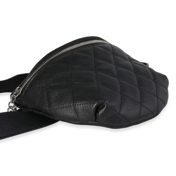 117802 box Chanel Uniform Black Quilted Caviar Waist Belt Bag