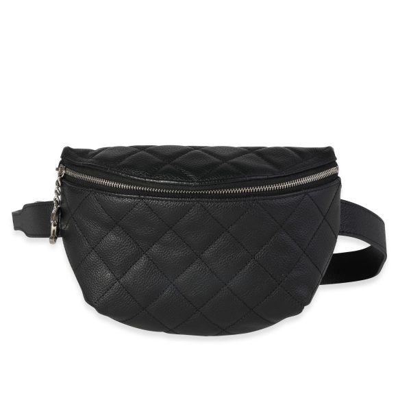 117802 fv Chanel Uniform Black Quilted Caviar Waist Belt Bag