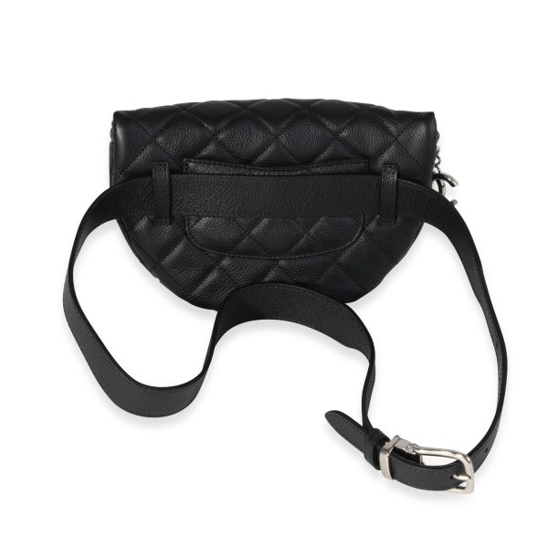 117802 pv Chanel Uniform Black Quilted Caviar Waist Belt Bag