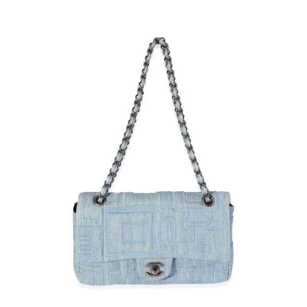 117807 bv Chanel Light Blue Denim Black Medium Perfume Bottle Embroidery Flap Bag