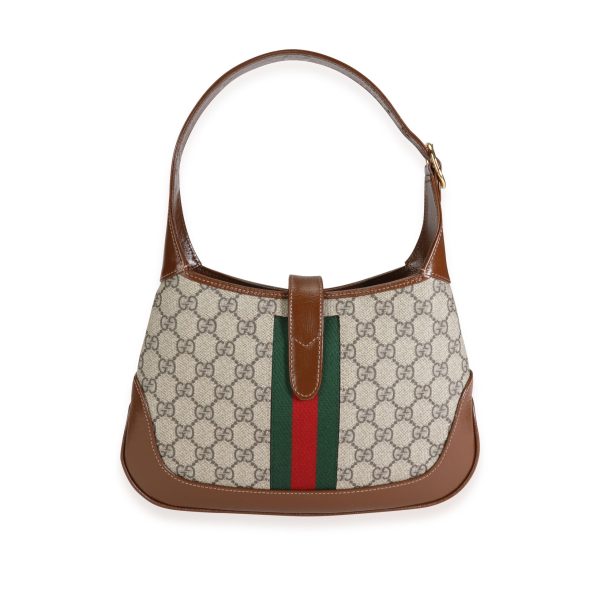 117851 pv Gucci GG Supreme Brown Leather Small 1961 Jackie Shoulder Bag