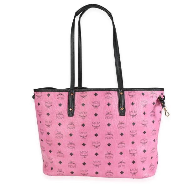 117859 fv MCM Pink Visetos Coated Canvas Reversible Liz Tote