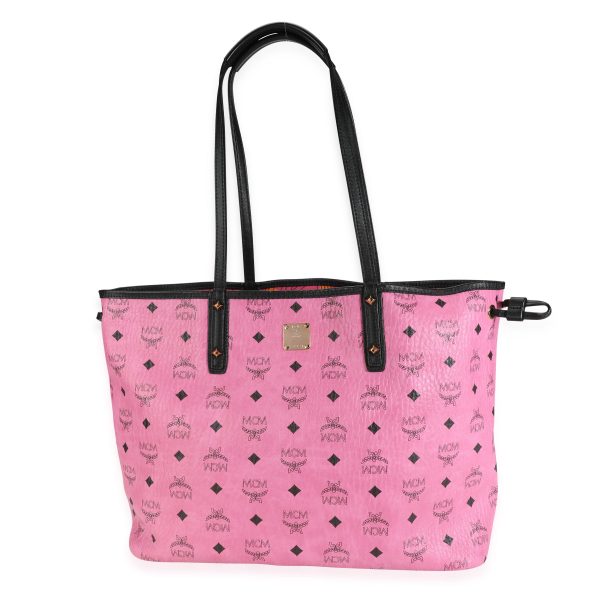 117859 pv MCM Pink Visetos Coated Canvas Reversible Liz Tote