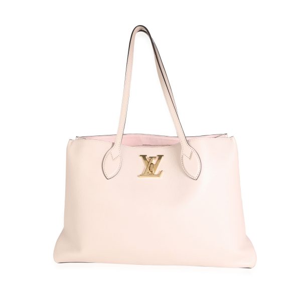 117862 fv 119d4903 6303 4651 8194 85172c296dc8 Louis Vuitton Greige Grained Calf Leather Lockme Shopper