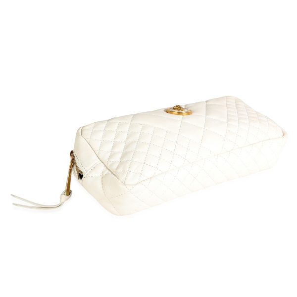 117871 clasp 6b26ded7 5a11 4251 8e75 1d9a94e479f8 Versace White Quilted Nappa Leather Vanitas Belt Bag
