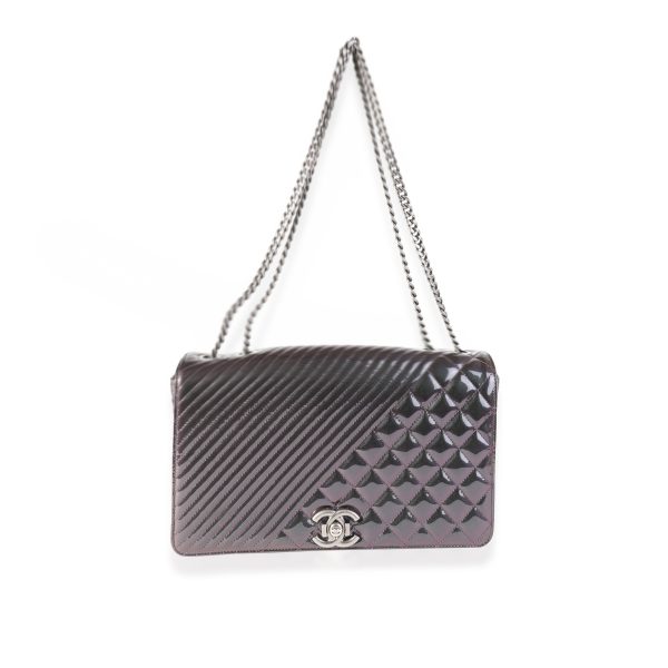 117956 bv e45edb66 22b3 4eb8 a9ac f69338449b24 Chanel Metallic Purple Quilted Patent Leather Large Coco Boy Flap Bag