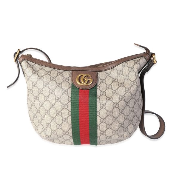 117972 fv Gucci GG Supreme Web Ophidia Half Moon Shoulder Bag