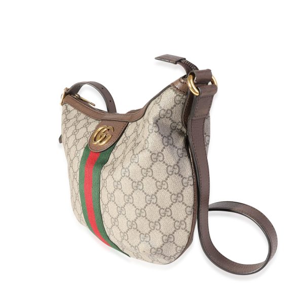 117972 sv Gucci GG Supreme Web Ophidia Half Moon Shoulder Bag