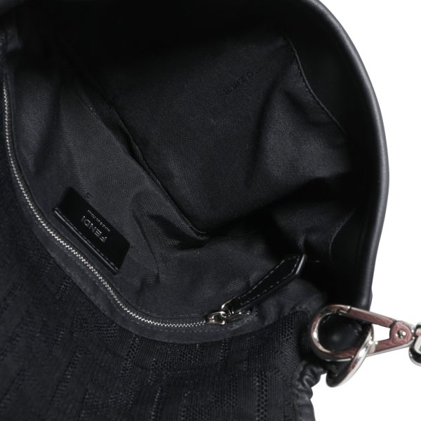 118006 av Fendi Black Neoprene Leather Baguette Messenger Bag