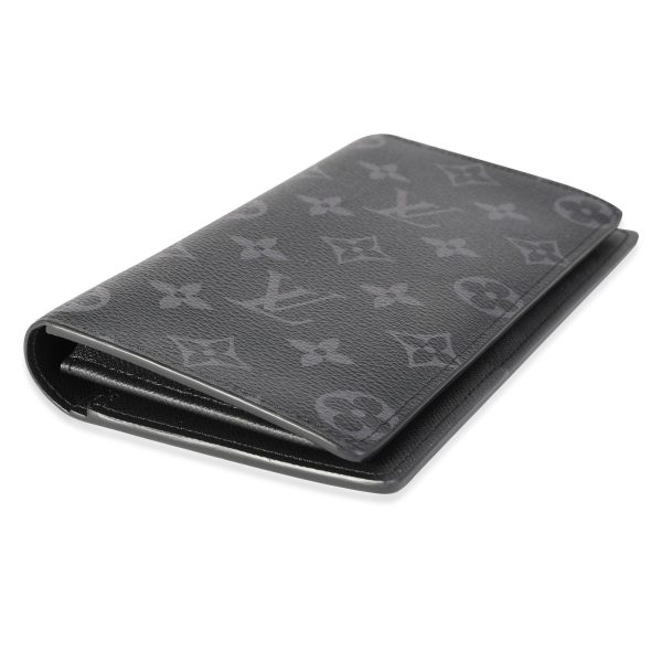 118021 stamp Louis Vuitton Monogram Eclipse Canvas Brazza Wallet