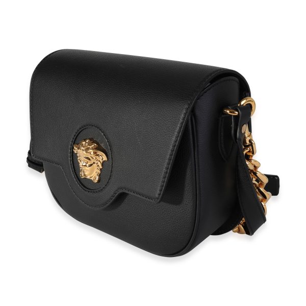 118026 sv Versace Black Leather La Medusa Chain Shoulder Bag