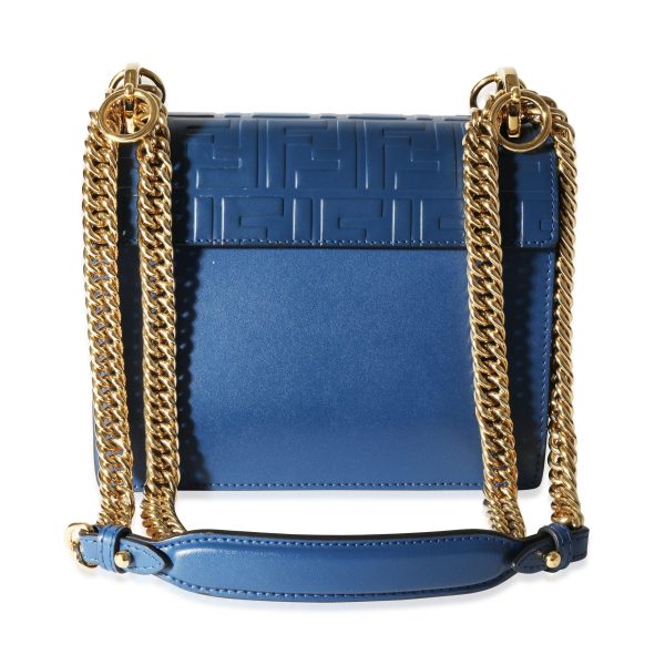 118059 pv 7d133076 d59f 46ab a29b 4e26b876664e Fendi Blue Logo Embossed Leather Small Kan I Shoulder Bag