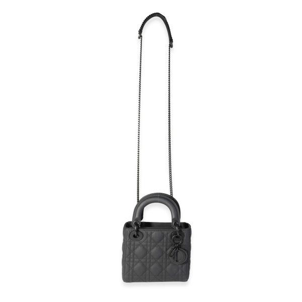 118064 bv aa9efa93 ea57 431b 9e9a 377adb63e80e Dior Black Ultramatte Cannage Calfskin Mini Lady Dior Bag