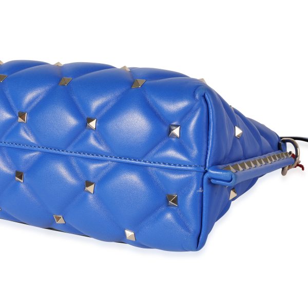 118067 box 411f7f8f 06dd 41c2 8899 b69651f1155d Valentino Blue Quilted Leather Candystud Shoulder Bag