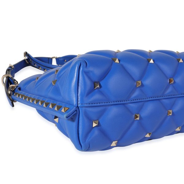 118067 clasp a91bf109 292e 4bdc 9e6b 5de3467a7b05 Valentino Blue Quilted Leather Candystud Shoulder Bag