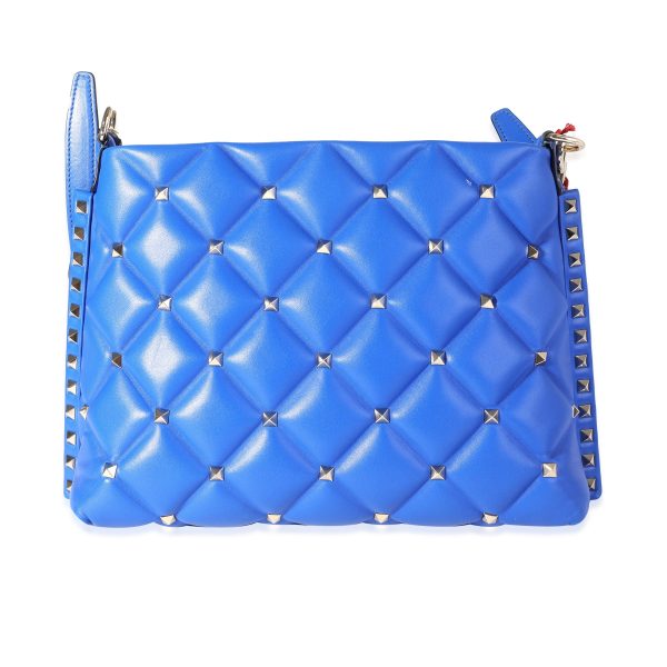 118067 fv d00fdbd8 b8e5 42b7 b66a 9f412a3bf3b3 Valentino Blue Quilted Leather Candystud Shoulder Bag