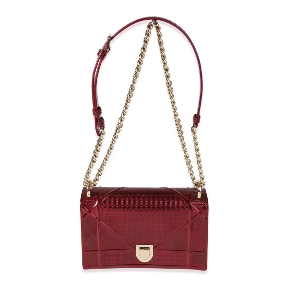 118072 av 664a840d e3a8 497f 8277 3576c6e7ff96 Dior Red Metallic Patent Micro Cannage Small Diorama Bag