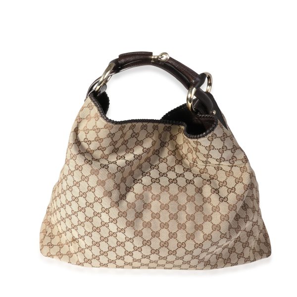 118088 pv 238f036e bb61 4b35 b3ea 3dd2a0dca155 Gucci Brown GG Canvas and Leather Horsebit Chain Hobo