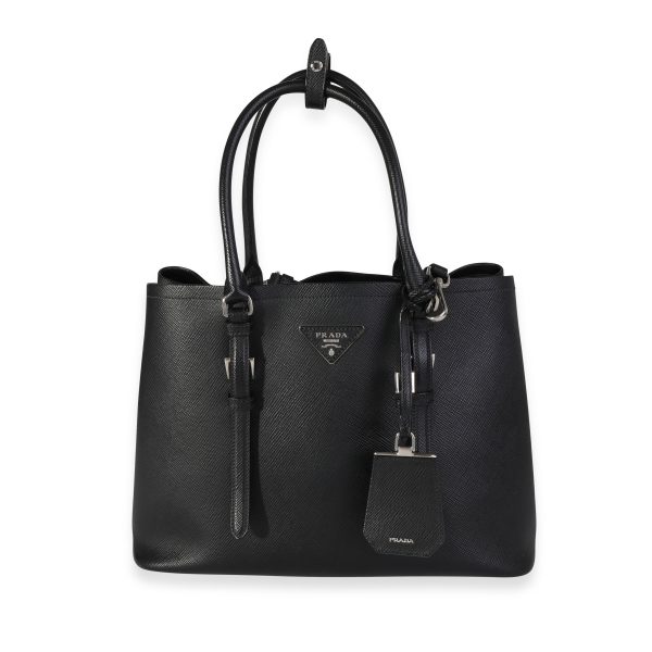 118089 fv b888290f 449b 43d0 94fb a6b09c38ec2f Prada Black Saffiano Cuir Double Bag