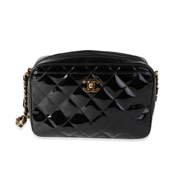 118092 fv 402a4243 35fc 47f3 b2fe 33286065b852 Chanel Vintage Black Quilted Patent Leather Camera Bag