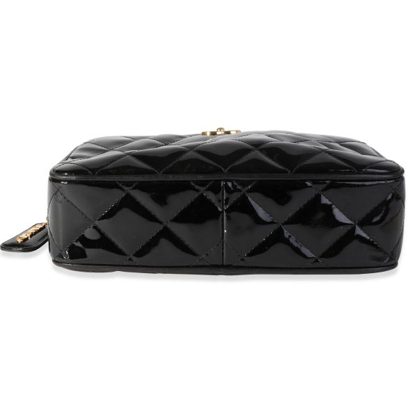 118092 stamp facc1134 845e 4557 905c c79176892fc9 Chanel Vintage Black Quilted Patent Leather Camera Bag