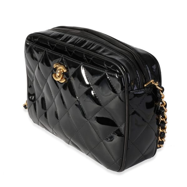 118092 sv b78c873f c602 4882 824a b0738b5b9a1b Chanel Vintage Black Quilted Patent Leather Camera Bag