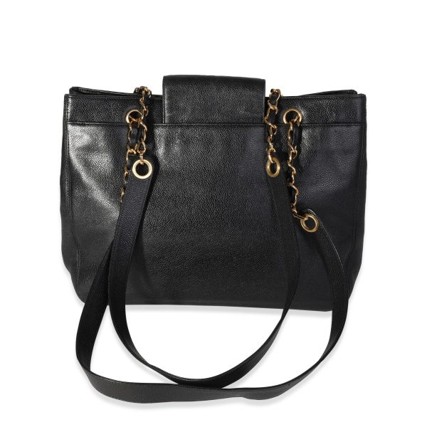 118095 pv Chanel Vintage Black Caviar Supermodel Tote