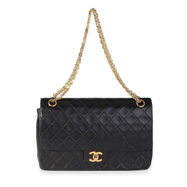 118097 bv Chanel Vintage Black Quilted Lambskin Medium Double Flap