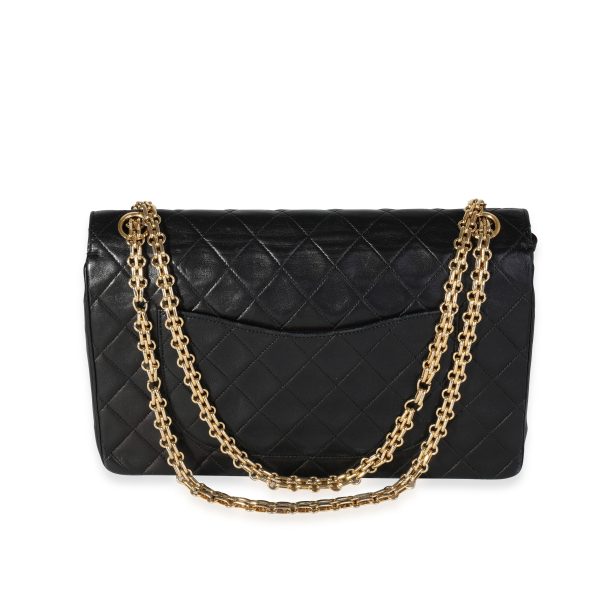 118097 pv Chanel Vintage Black Quilted Lambskin Medium Double Flap