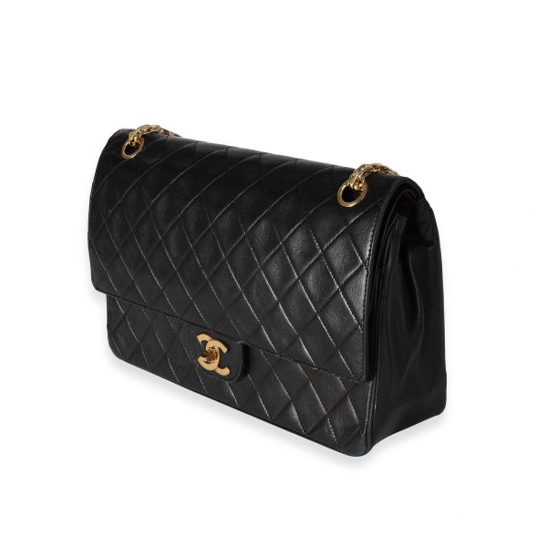 118097 sv Chanel Vintage Black Quilted Lambskin Medium Double Flap