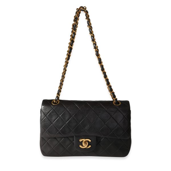 118098 bv Chanel Vintage Black Quilted Lambskin Small Classic Double Flap Bag