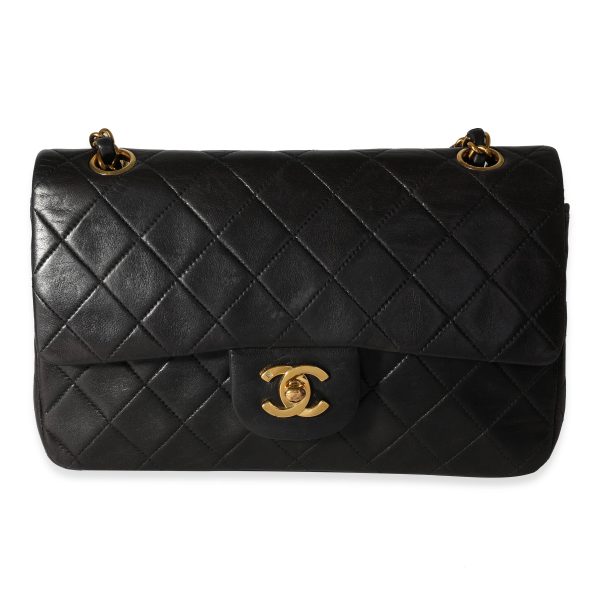 118098 fv Chanel Vintage Black Quilted Lambskin Small Classic Double Flap Bag