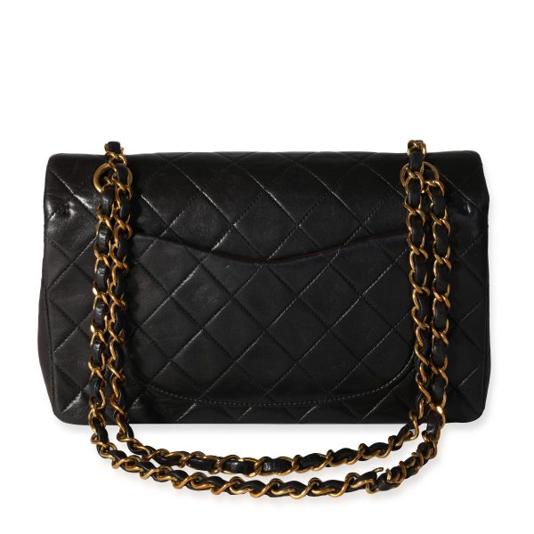 118098 pv Chanel Vintage Black Quilted Lambskin Small Classic Double Flap Bag