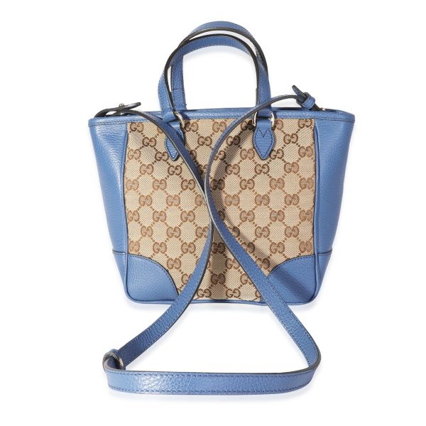 118111 pv bc71f14a 3f93 43b8 bd77 322aebd52591 Gucci Caspian Blue Leather Beige Guccissima Canvas Small Bree Tote